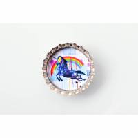 Einhorn mit Regenbogen Kronkorken Magnet Kühlschrankmagnet Bild 1