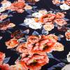 Baumwolljersey Stoff Blumen- Bouquet de Fleurs -blau -Öko-Tex Rosenblüten Meterware nähen Digitaldruck Stoffe gemustert Bild 2