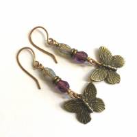 Ohrringe - Bronze - Lila-Violett mit Motte Bild 1