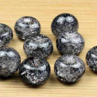 CrashPerlen, Rondelle, Glas, rauch, 12x8mm, 10 Stück