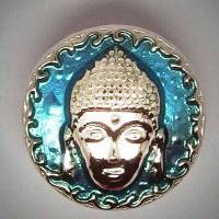 Druckknopf, Buddha, türkis / silberfarben, 20mm Bild 1