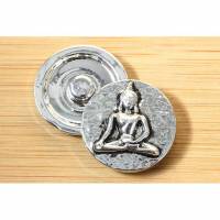 Druckknopf, sitzender Buddha, silberfarben, 20mm Bild 1