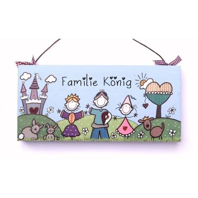 dekoratives Holzschild für Familien, Türschild Ritter, Haustürschild mit Name personalisiert, edles Hauseingangsschild