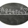 Ovales Schieferschild Familie mit Name personalisiert, Familienschild aus Schiefer mit Figuren, Namensschild Haustür Bild 2
