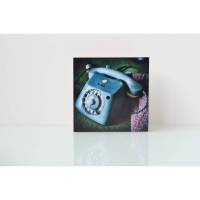 altes Telefon mit Wählscheibe, Lost Place, marode, verlassenes Haus, Villa, Foto auf Holz, im Quadrat, 10 x 10 cm Bild 1