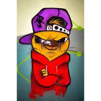 XXL Poster Graffiti Bieber trotzig Junge mit Cappy 60x90 cm matt Bild 1
