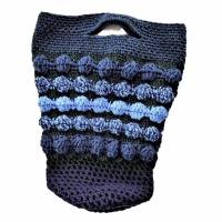 Häkel- Bag Beutel Netz Blau Violett Dunkelgrün Bild 1