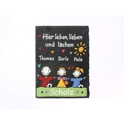 Schiefertürschild personalisiert, Türschild Familie, Namensschild von Hand bemalt, Familienschild mit Namen