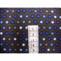 Baumwolljersey Druck kleine Sterne weiß beige hellblau blau auf grau Meterware nähen Hosen Bild 1