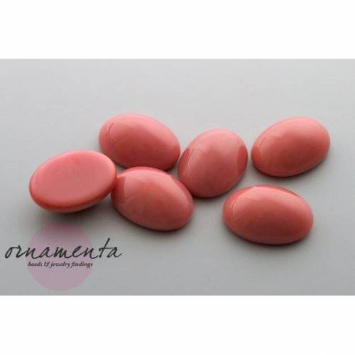 2 Cabochons ~ 18x13mm ~ koralle ~ Glas ~ opak ~ Material zur Schmuckherstellung