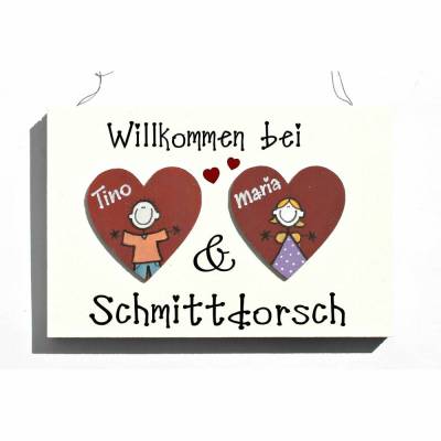 Personalisiertes Geschenk für Paare, Türschild aus Holz mit Namen, Einzugsgeschenk Holzschild f