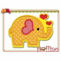 Applikation Elefant gelb mit Herzen Bild 1