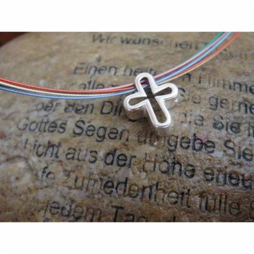 Silber Kreuz auf der Basis des Regenbogens, Geschenke Kommunion Konfirmation Taufe