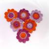 6 x Häkelblumen 5 cm, gehäkelte Blüten Applikation flieder pink orange Bild 2