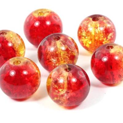 CrashPerlen, rund, orange-rot, 10mm, 20 Stück