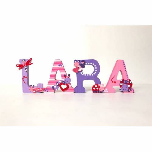 Holzbuchstaben, Käfer und Schmetterlinge, Türbuchstaben, Kinderzimmertür