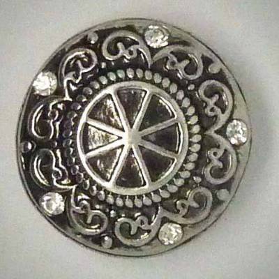Zierschmuckknopf, Ornamente mit 5 Strasssteinen, 20mm