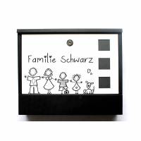 Briefkasten Familie modern handbemalt Wunschname, Wunschfiguren, Postkasten Bild 1
