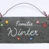 Türschild Schiefer mit Sternen, Schieferschild mit Name der Familie personalisiert, Haustürschild, Namensschild Bild 2