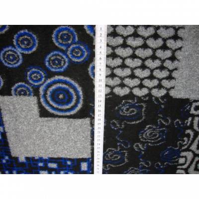 Italienischer Walkloden blau grau schwarz – Musterstoff Meterware für Poncho, Decke & Geschenke