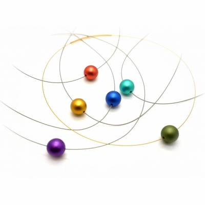 Edler Halsreif mit farbiger Metall Perle, Kugel auch zum Wechseln, Eloxal mit Edelstahlreif, Gute Laune Schmuck