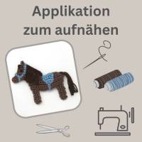 Häkelapplikation braunes Pferd mit Sattel in Wunschfarbe, Aufnäher Applikation Bild 5