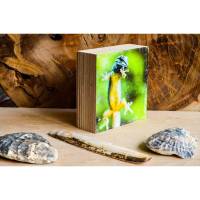 Gecko Holzdruck Quadrat 8,5x8,5 cm Holzbild im Shabby-Stil Photo on Wood gifts gift for her Bild 1