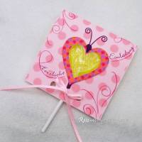 Kindergeburtstag Geburtstag Herz-Lolli-Einladung Schmetterling rosa Bild 1