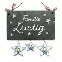Schieferschild Sterne, Namensschild, Familienschild, Haustürschild, Sternanhänger, individuell personalisierbar Bild 1