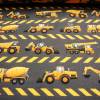 Baumwolljersey Baustellenfahrzeuge Baufahrzeuge der Reihe, taupe orange gelb graubraun Mitwachshose nähen Meterware Bild 2
