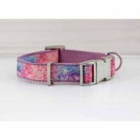 Hundehalsband mit abstrakten Blumen, rosa, flieder und lila, Blüten, Hund, Haustier, Welpe, romantisch, floral Bild 1