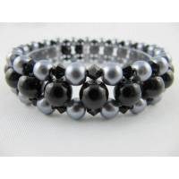 Armband Perlen Grau / Schwarz (A41) Bild 1