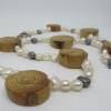 Nachhaltige Halskette aus Treibholz und Süßwasserperlen, maritimer Modeschmuck Bild 7