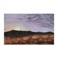 Aquarellbild Sonnenaufgang handgemalt 24 x 36 cm Querformat Bild 1