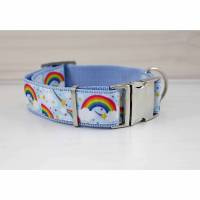 Hundehalsband mit Regenbogen, hellblau, Wolken, Hund, Haustier, Welpe, witzig, Sterne Bild 1