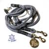 Leine Halsband Set grau, graues Leder für kleine Hunde mit 6 mm Tau Bild 2