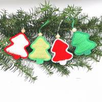 Tannenbaumanhänger, Christbaumschmuck, gehäkelt 100 % Baumwolle / als Dekoration zu Weihnachten, Türschmuck, Adventschmu Bild 1