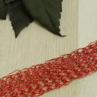 korallenrotes Damen-Armband – twisted gehäkelt - mit Magnetverschluss von bcd manufaktur Bild 2