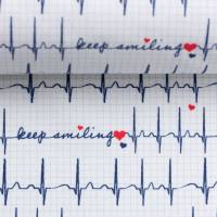 Baumwolle Medizin Herzschlag blau –  EKG TONI von Swafing weiß Oeko-Tex Standard 100 (1m /10,-€) Bild 1