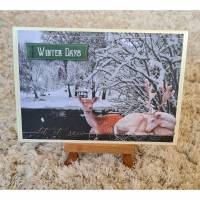 Weihnachtskarte mit Schneelandschaft , Hirsche , Winter Days Bild 1