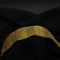 Damen-Armband aus 24ct vergoldetem Draht – patentgehäkelt – mit Fädelverschluss - Golddrahtschmuck von bcd manufaktur Bild 4
