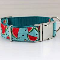 Hundehalsband mit Wassermelone, Obst, Sommer, Hund, modern, Gurtband, Halsband, Hundeleine, Melone Bild 2