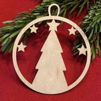 Baum mit Sternen - Geschenkanhänger/Christbaumanhänger aus Holz Bild 1