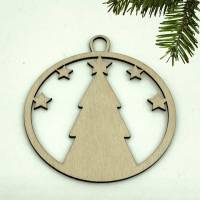 Baum mit Sternen - Geschenkanhänger/Christbaumanhänger aus Holz Bild 2