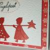 Rote Engel bringen die Weihnachts-Karte mit Weihnachts-Grüßen Handmade Bild 3