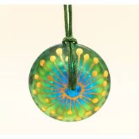 Glasperle türkis/grün mit vergoldeten Details Bild 1