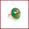 Ring "Undine gold" Cabochon mit Muschel, Strass und Seestern, grün/gold,, rose vergoldet, verstellbar (offen) Bild 2