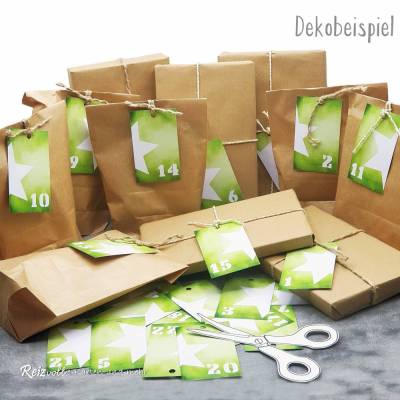 Download Zahlenanhänger für Adventskalender Download zum Ausdrucken und Ausschneiden