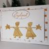 goldene Engel bringen Weihnachts-Sterne handgefertigte Weihnachtskarte mit Grüßen Bild 3