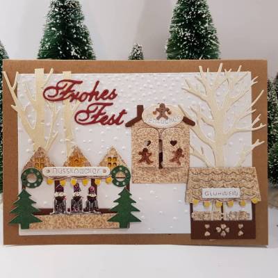 Weihnachtskarte Weihnachtsmarkt Lebkuchen Glühwein Unikat